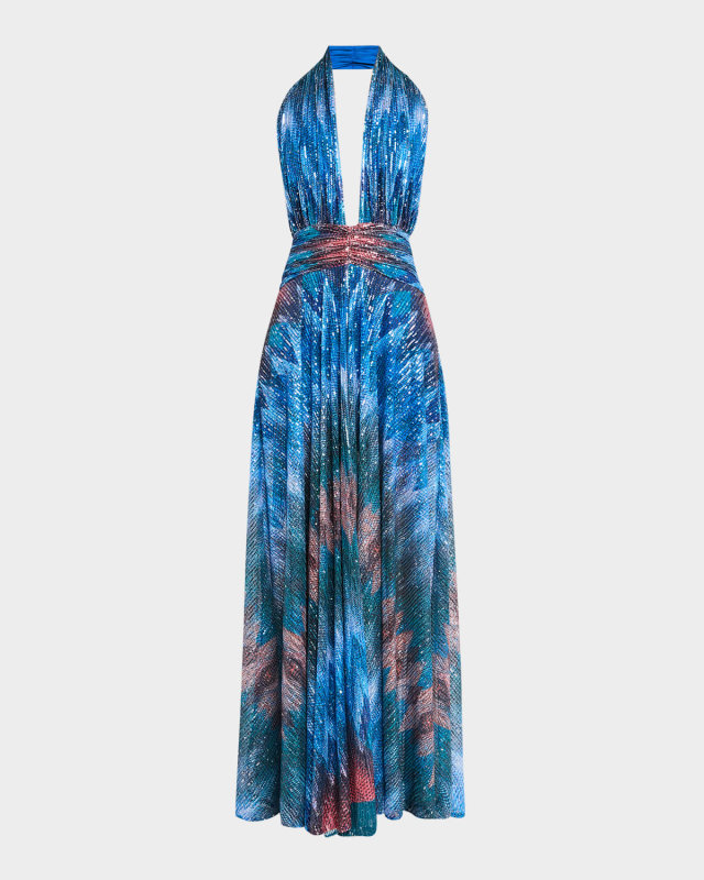 Reyna Sequined Chevron Maxi Dress
